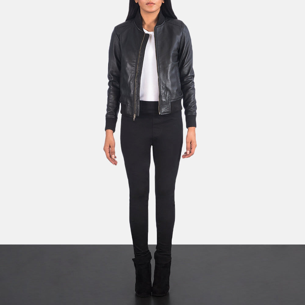 Eclipsera Edge Leather Bomber Jacket For Sale