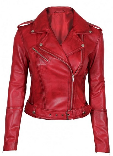 Noctira Blaze Leather Biker Jacket For Sale