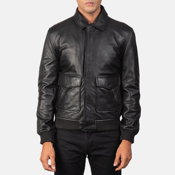 Noircrest Prime Leather Bomber Jacket for sale