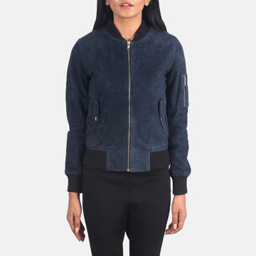 Terraelle Suede Leather Bomber Jacket For Sale