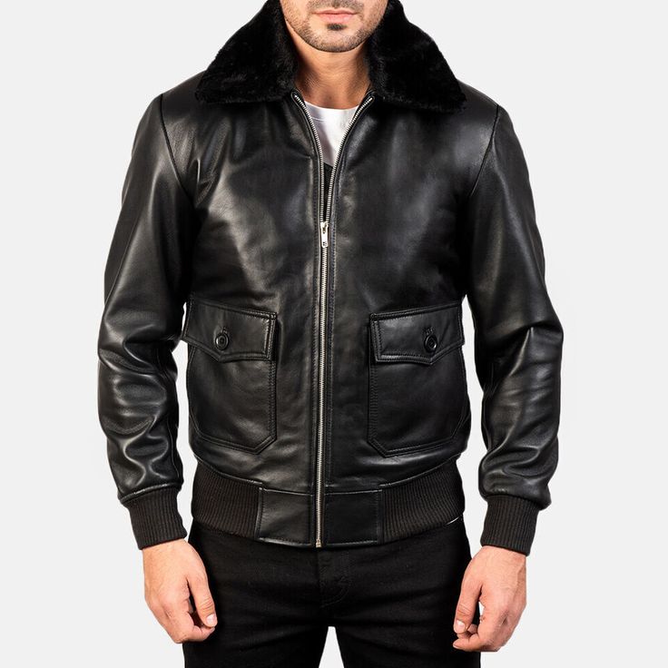 Aero Shearling Leather Jacket - Black for sale