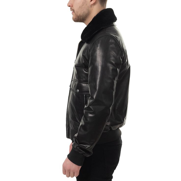 Aero Shearling Leather Jacket - Black for sale