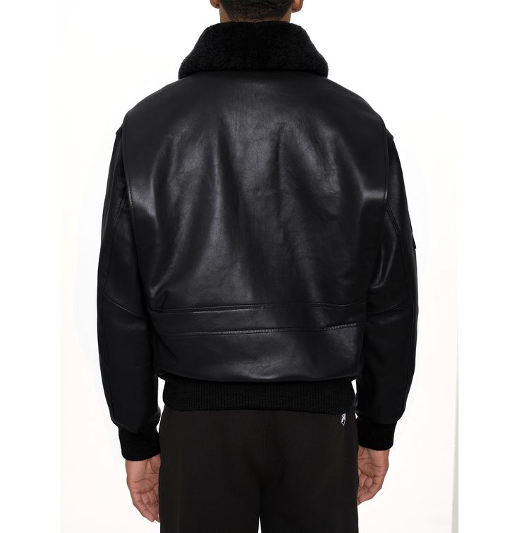 Aero Shearling Leather Jacket - Black for sale