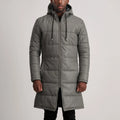 Aeromont Hooded Leather Puffer Coat Grey for sale