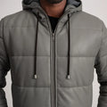 Aeromont Hooded Leather Puffer Coat Grey for sale