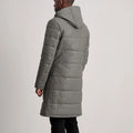 Aeromont Hooded Leather Puffer Coat Grey for sale