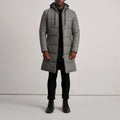 Aeromont Hooded Leather Puffer Coat Grey for sale