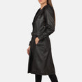 Arden Deep Brown Hooded Leather Trench Coat for sale