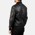 Ashveil Noir Leather Bomber Jacket for sale