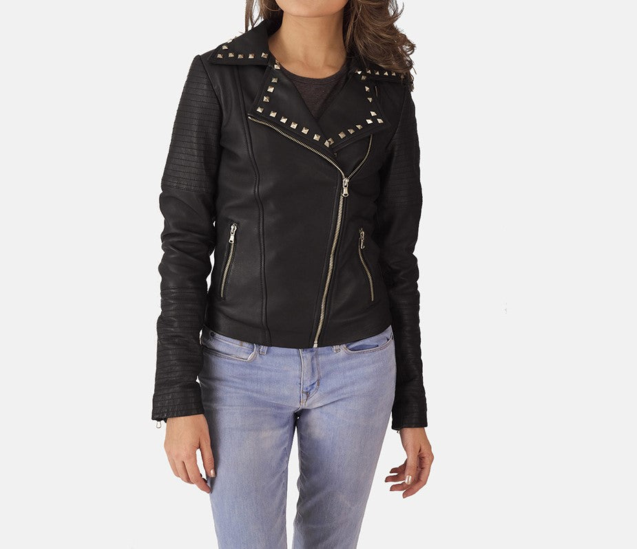 Aurelia Storm Studded Leather Biker For Sale
