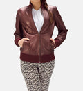 Aureline Luxe Leather Bomber Jacket For Sale