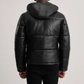 BOHO Essential Hooded Leather Puffer Jacket Black for sale