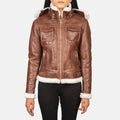 Boreal Crest Brown Shearling Leather Jacket for sale