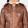 Boreal Crest Brown Shearling Leather Jacket for sale