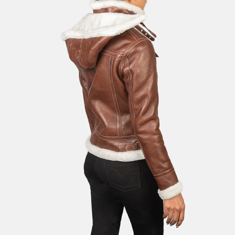 Boreal Crest Brown Shearling Leather Jacket for sale
