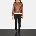 Boreal Crest Brown Shearling Leather Jacket for sale