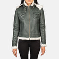 Boreal Crest Green Shearling Leather Jacket for sale