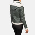Boreal Crest Green Shearling Leather Jacket for sale
