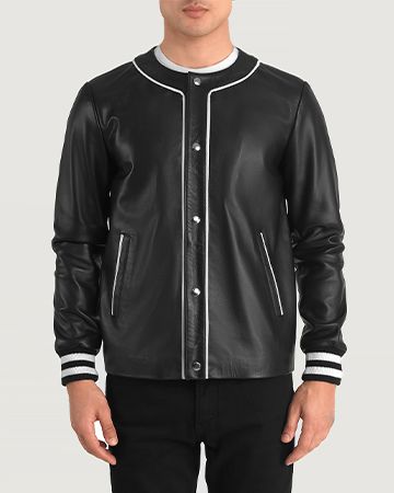 Core Stripe Leather Varsity - Black for sale