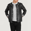 Core Stripe Leather Varsity - Black for sale