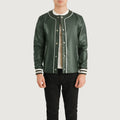 Core Stripe Leather Varsity - Green for sale