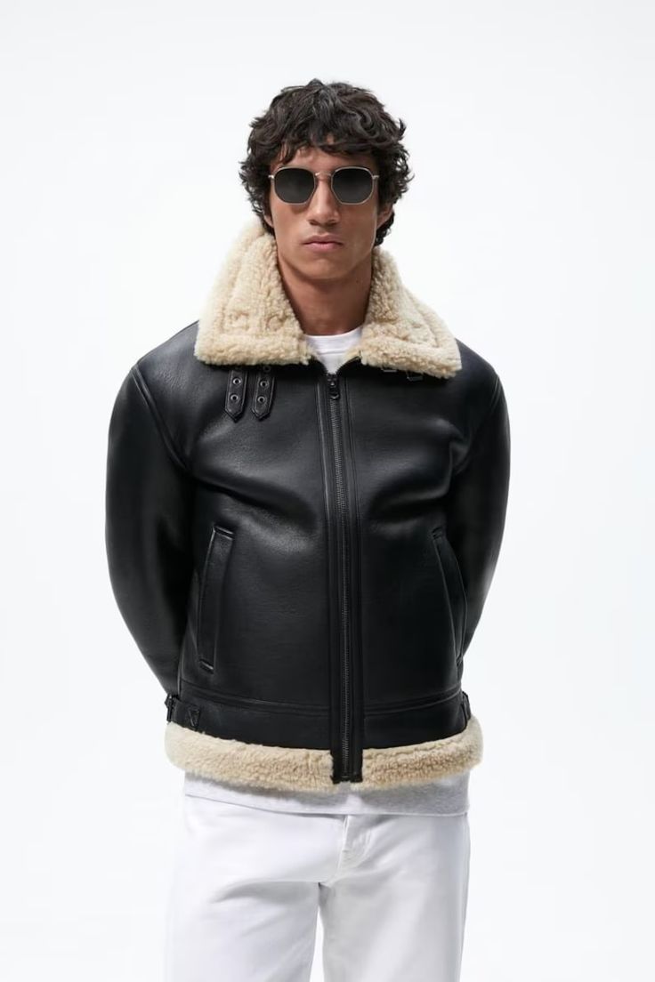 Corvyn Vale Leather Shearling Jacket for sale
