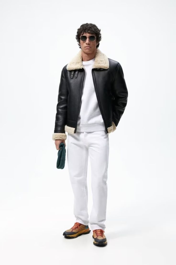 Corvyn Vale Leather Shearling Jacket for sale