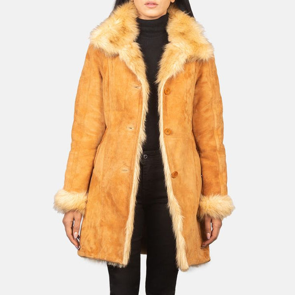 Cryonix Beige Shearling Leather Coat for sale