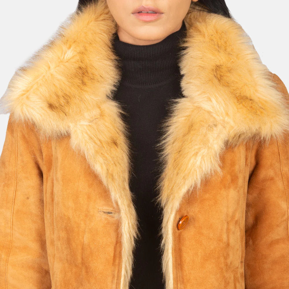 Cryonix Beige Shearling Leather Coat for sale