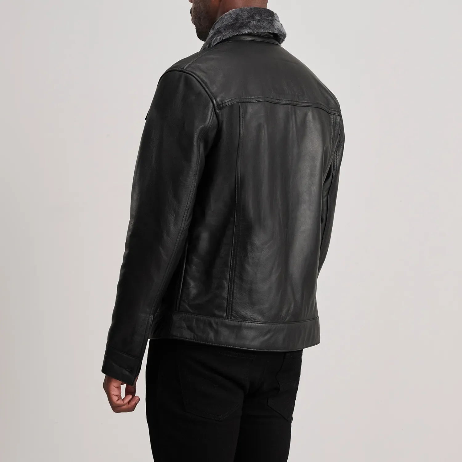 Dallis Urbane Leather Shearling Jacket - Black for sale