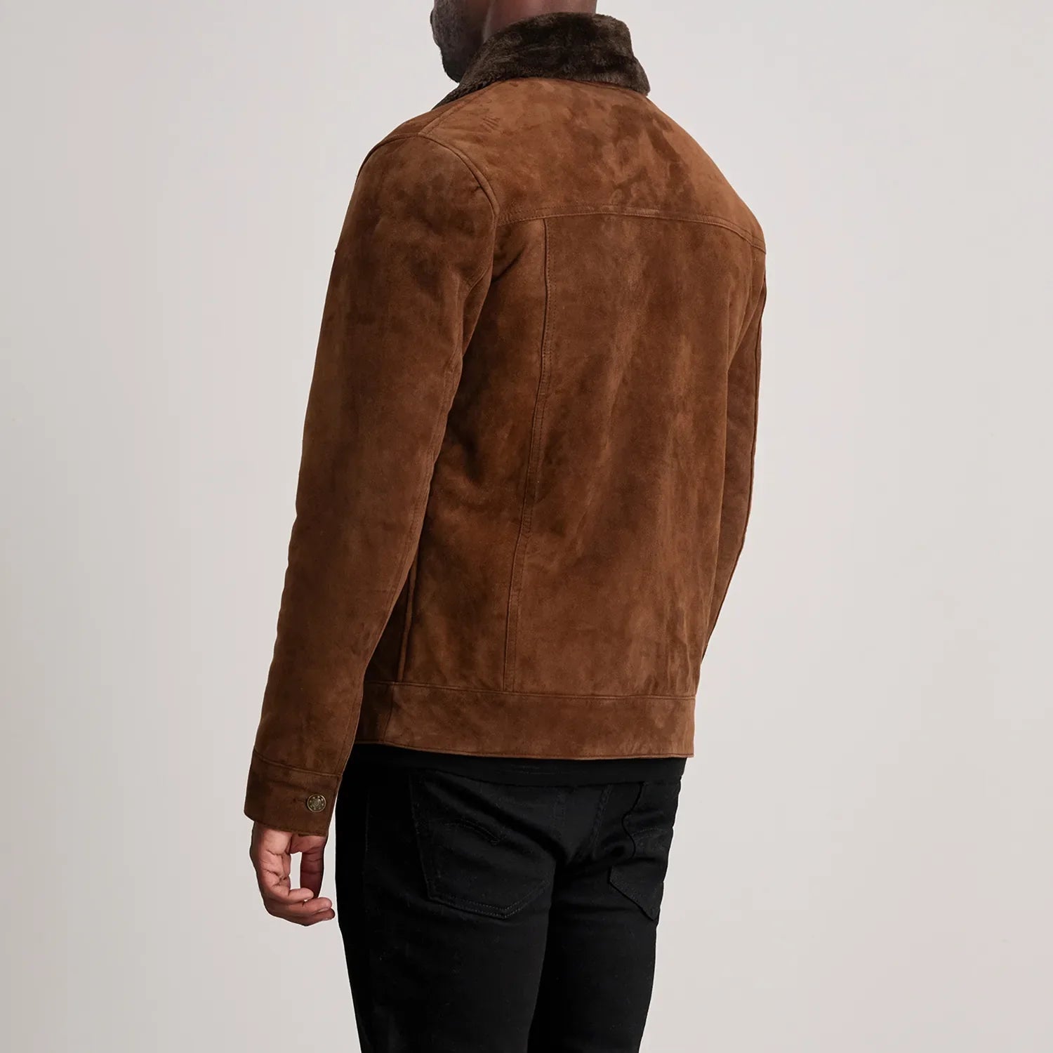 Dallis Urbane Suede Shearling Jacket - Brown for sale