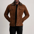 Dallis Urbane Suede Shearling Jacket - Brown for sale