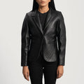 DiamondWeave Black Leather Blazer for sale