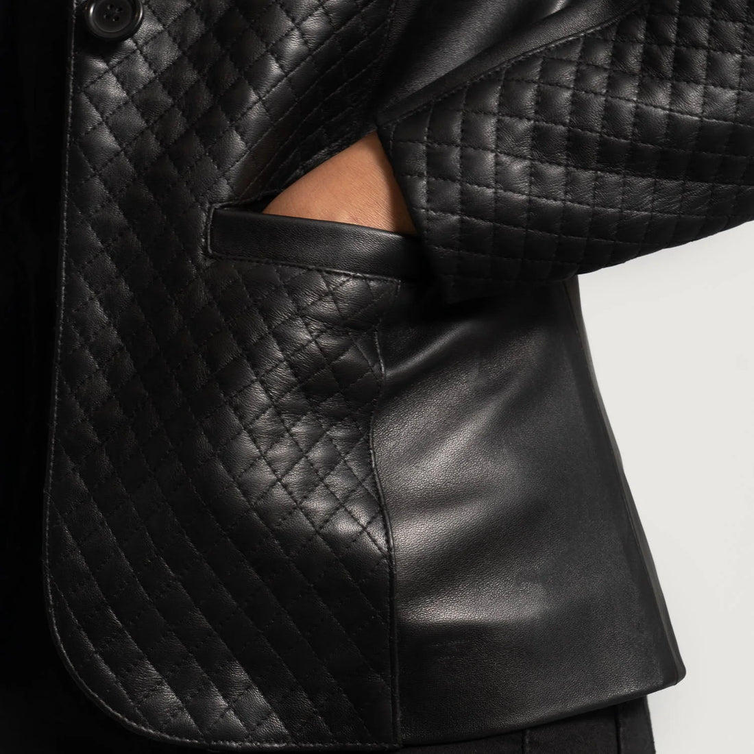 DiamondWeave Black Leather Blazer for sale