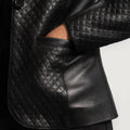 DiamondWeave Black Leather Blazer for sale