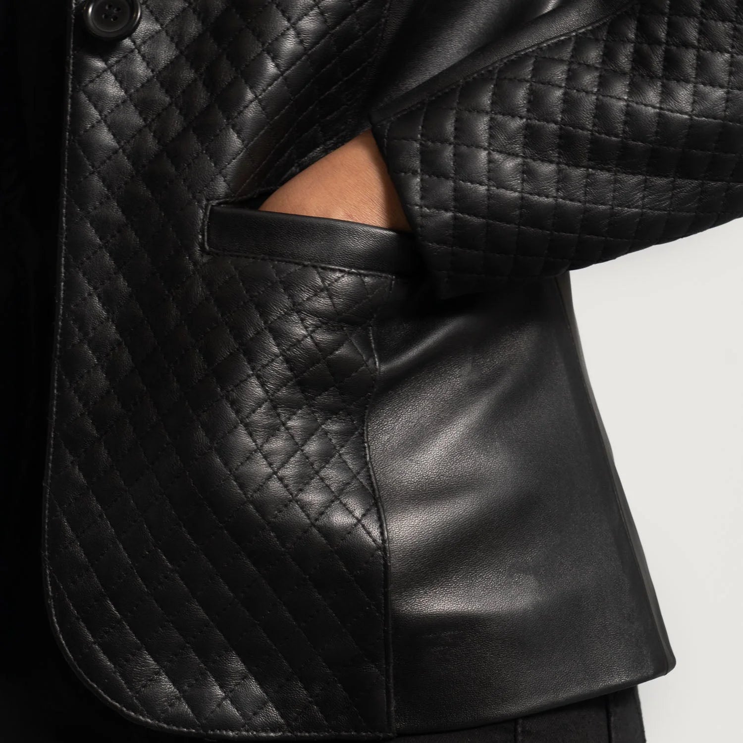 DiamondWeave Black Leather Blazer for sale