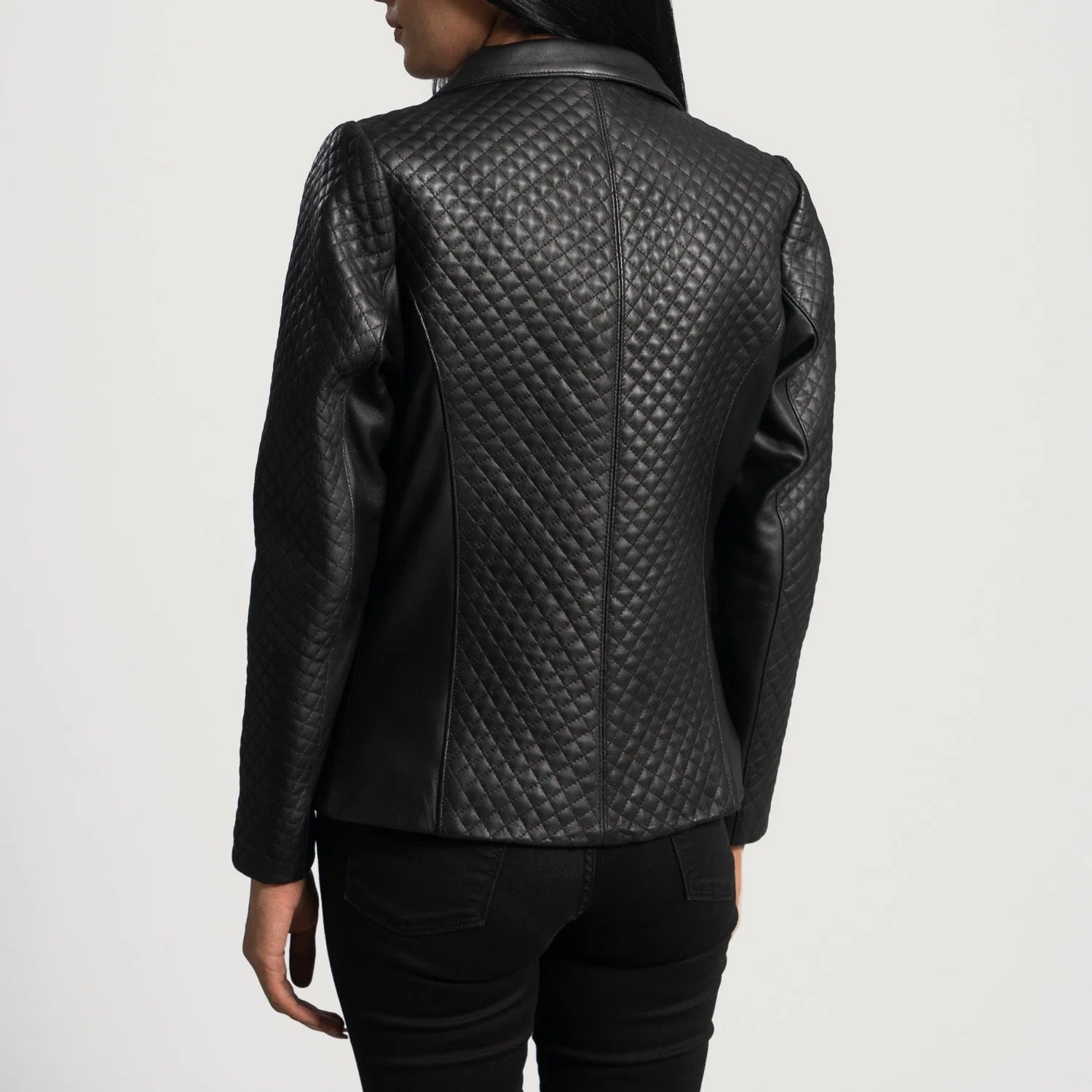 DiamondWeave Black Leather Blazer for sale