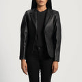 DiamondWeave Black Leather Blazer for sale