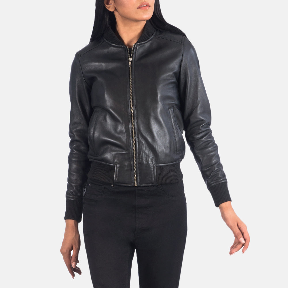 Eclipsera Edge Leather Bomber Jacket For Sale