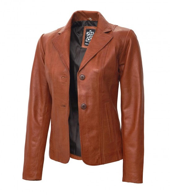 Elaris Classic Leather Blazer For Sale