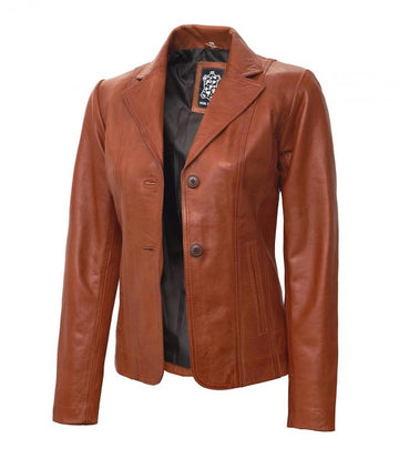 Elaris Classic Leather Blazer For Sale