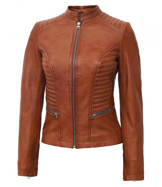Elaris Textura Leather Quilted Jacket For Sale
