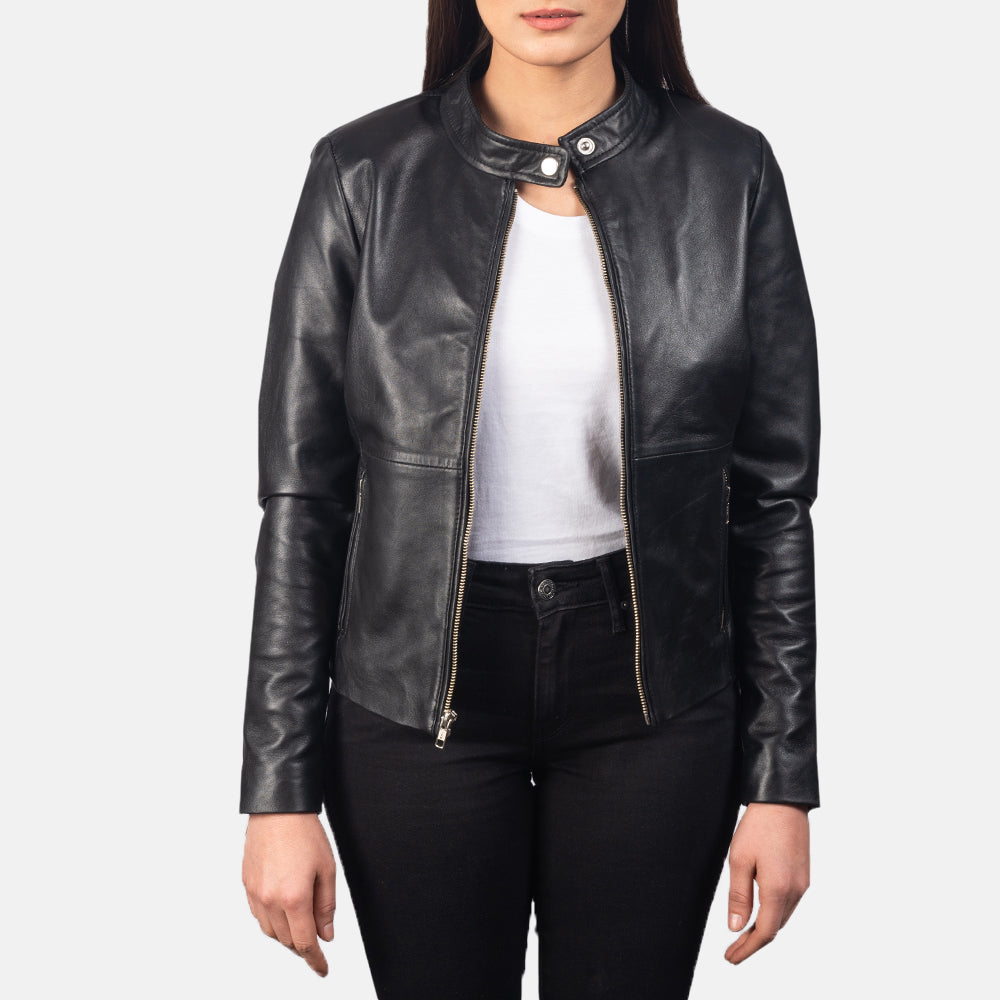 Emberlyn Noir Leather Biker Jacket For Sale
