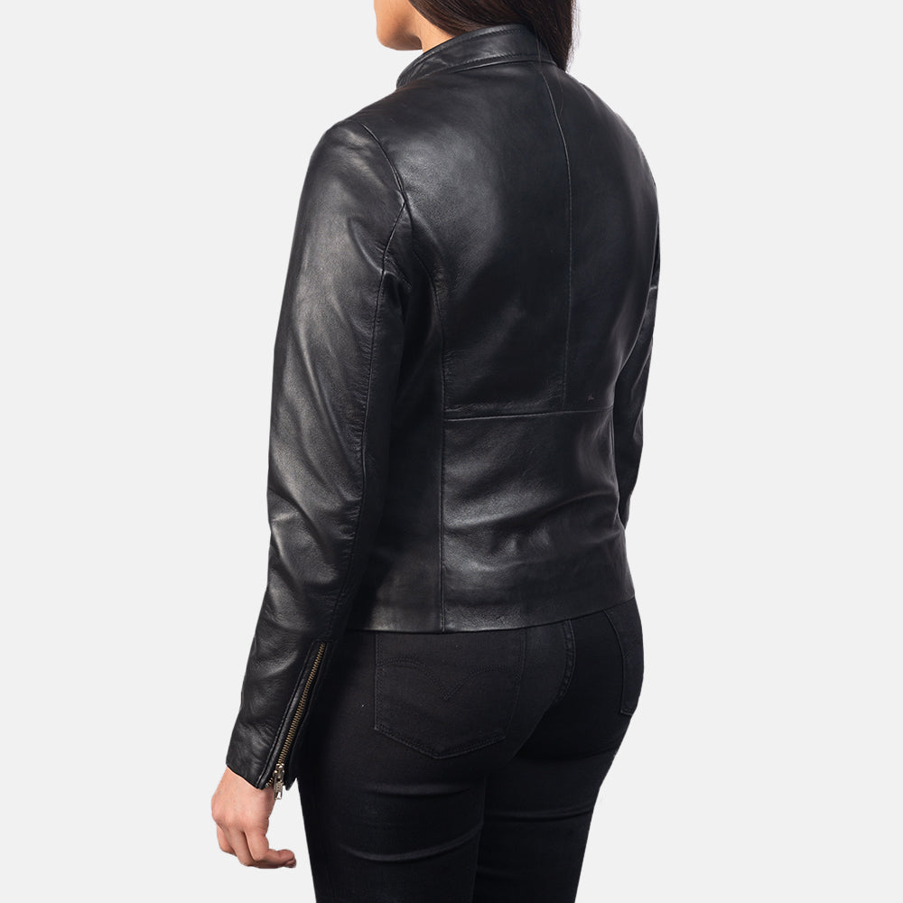 Emberlyn Noir Leather Biker Jacket For Sale
