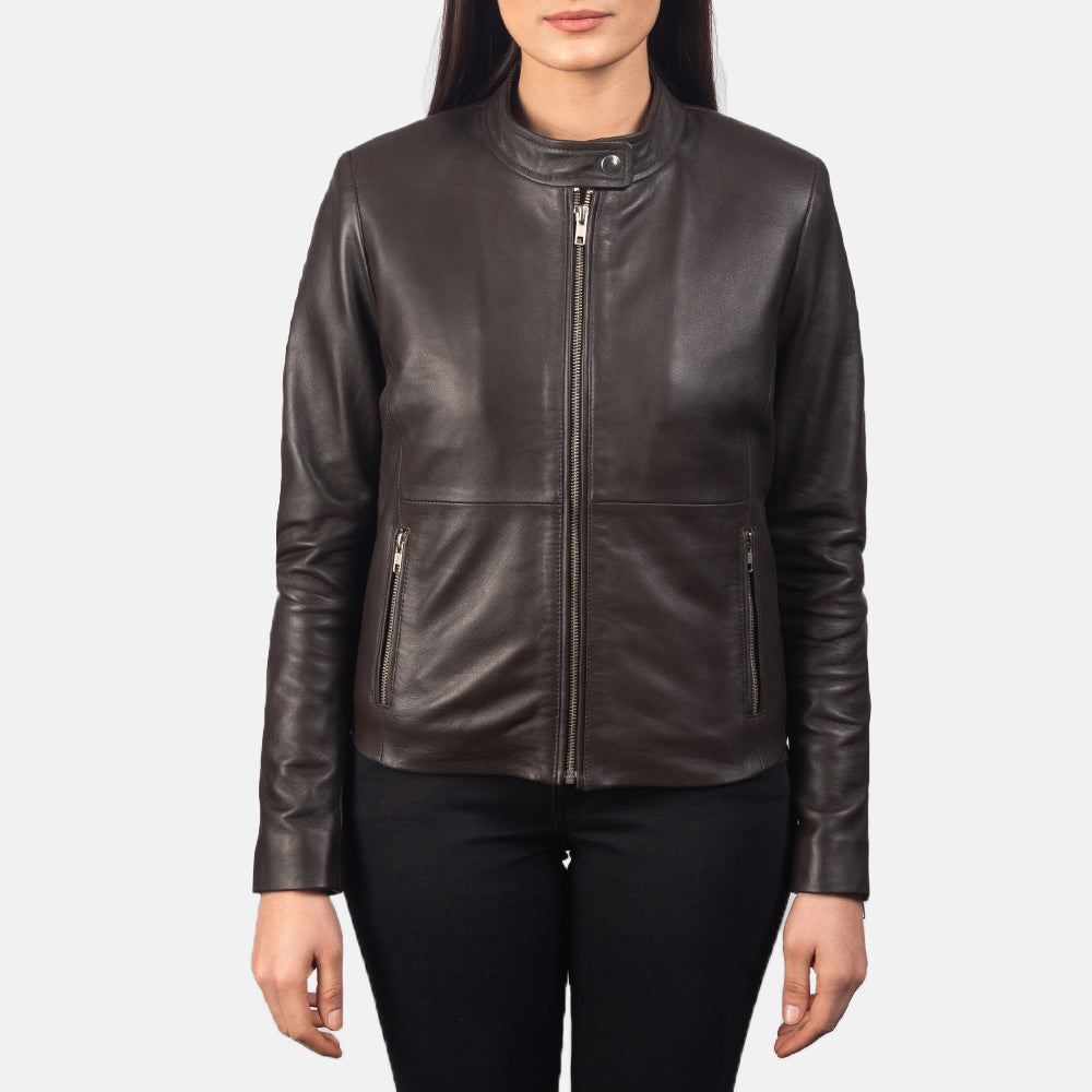 Emberlyn Noir Leather Biker Jacket For Sale