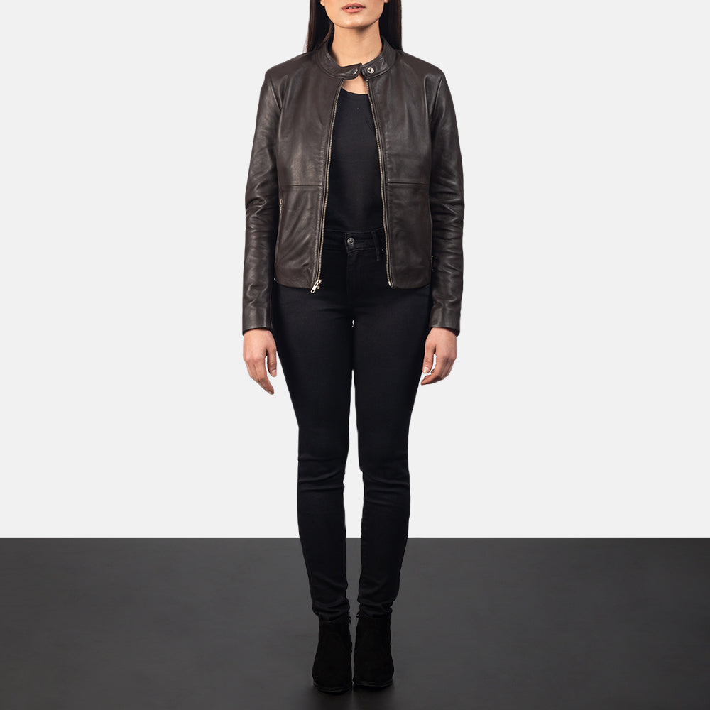 Emberlyn Noir Leather Biker Jacket For Sale