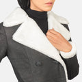 Faylen Black Double Breasted Shearling Coat for sale