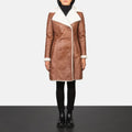 Faylen Brown Double Breasted Shearling Coat for sale