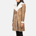 Faylen Distressed Brown Double Breasted Shearling Coat for sale