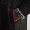 Fjordline Heritage Leather Shearling Coat - Distressed Black for sale